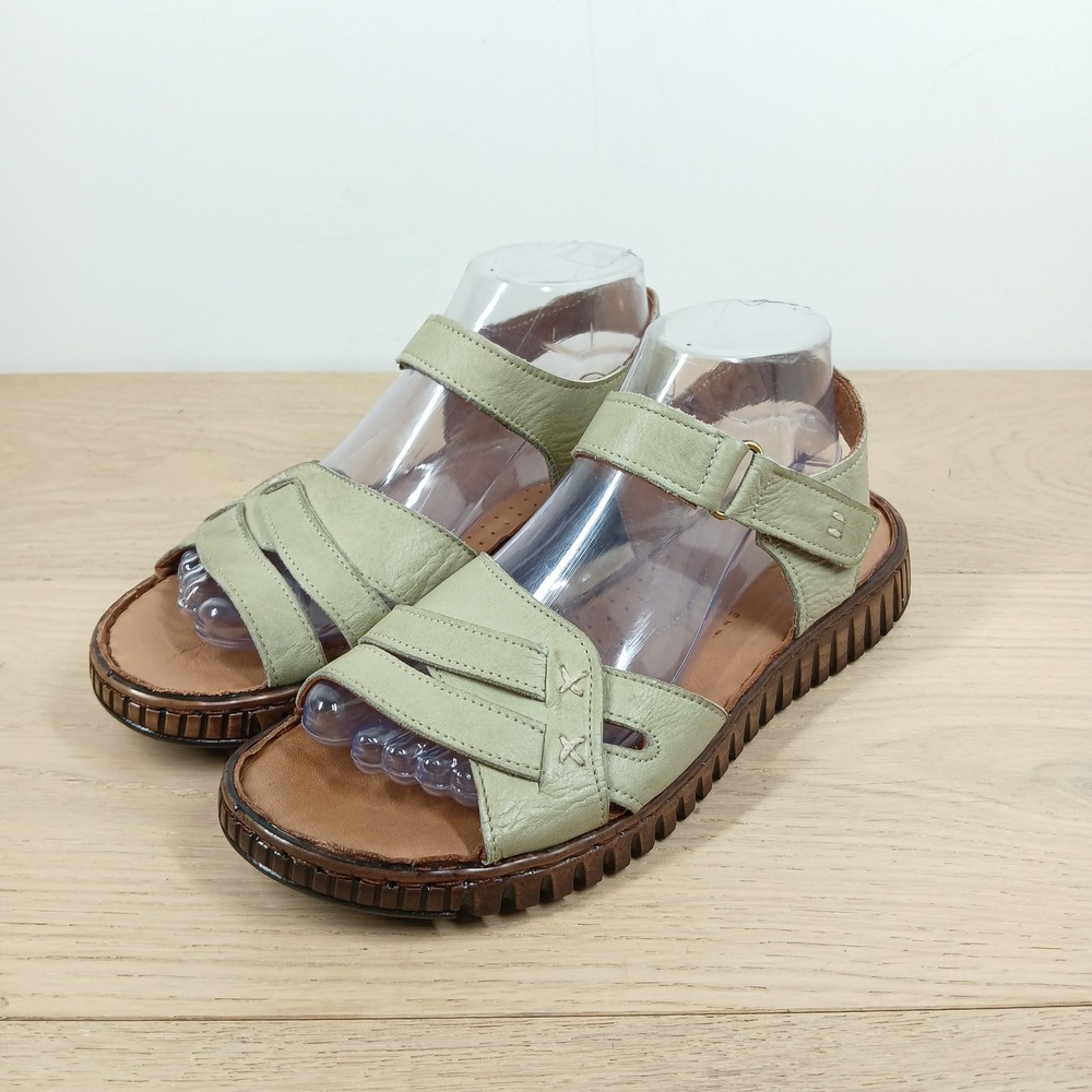 Spring Step Nochella Sandals Womens 8.5 Beige Leather Comfort Hook Loop Sandal